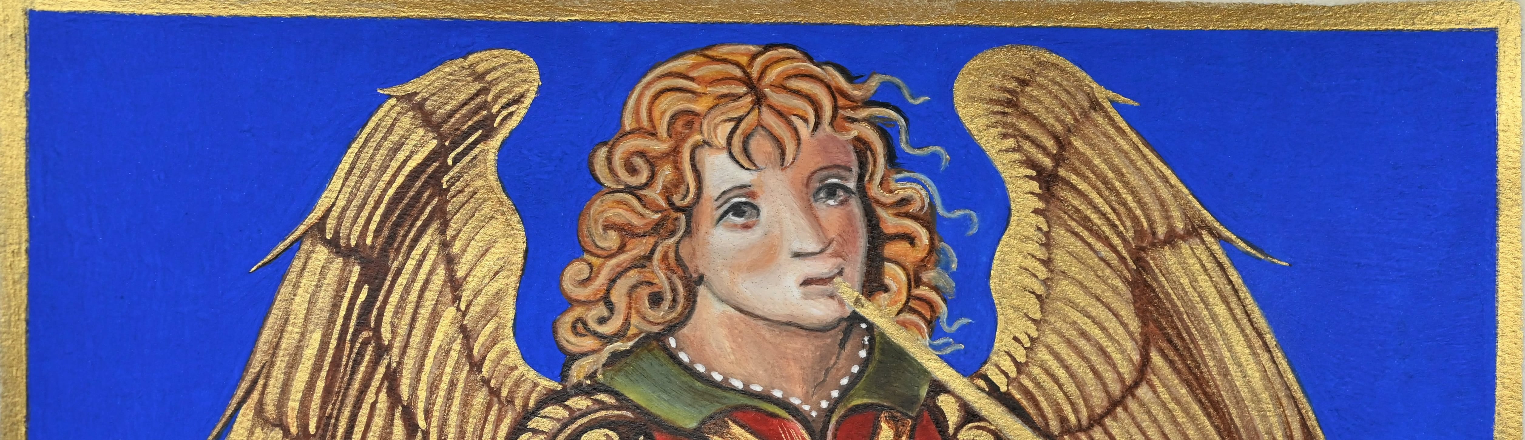 Ange musicien des Heures de Sforza, enluminure sur parchemin - © Laure Antoine