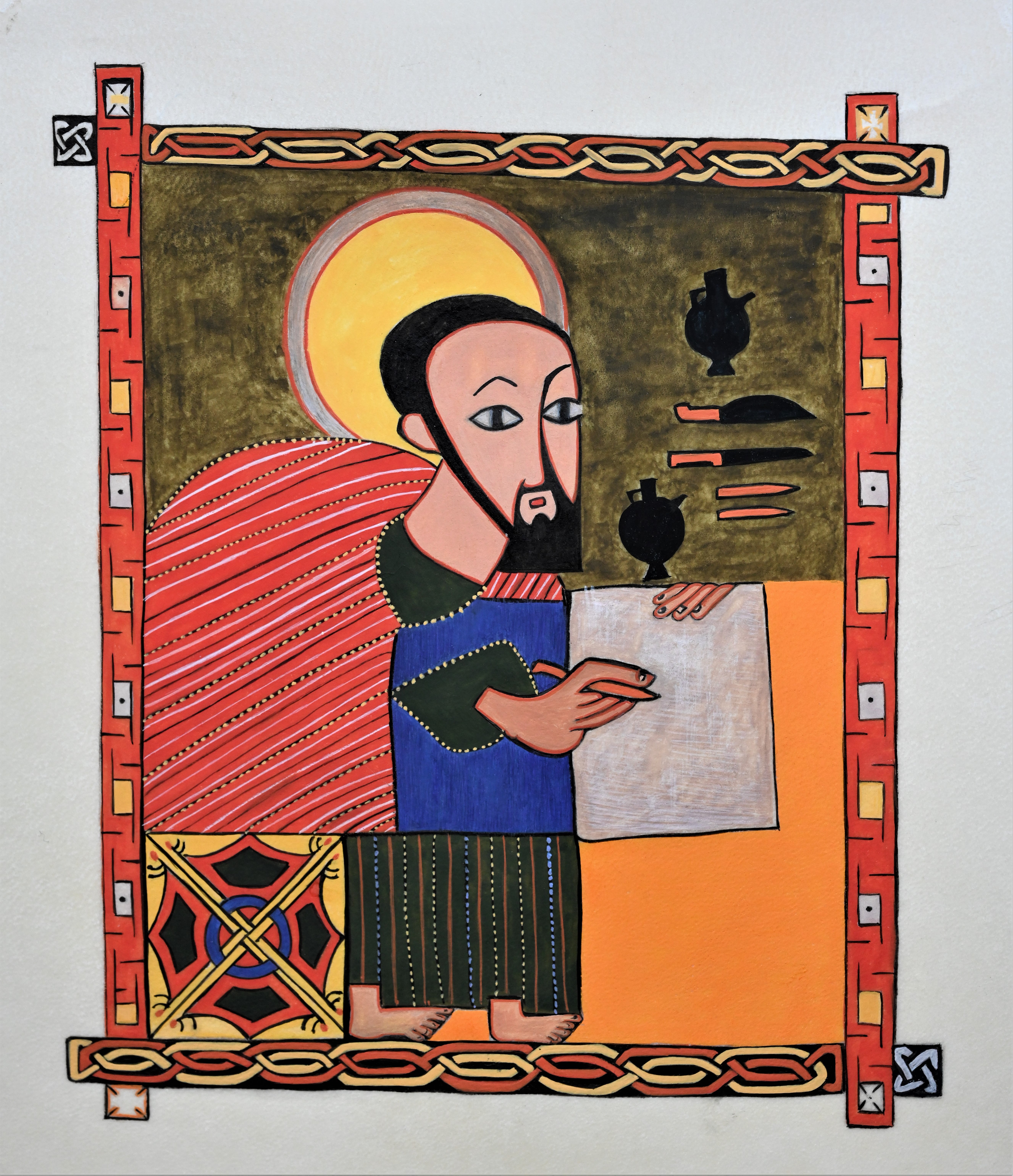 Reproduction de Saint-Jean, manuscrit éthiopien, enluminure sur parchemin - © Laure Antoine